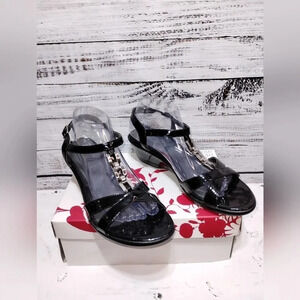 Mootsie Tootsies Laquila K Wedge Black Silver New In Box Office‎ Dressy Wedding
